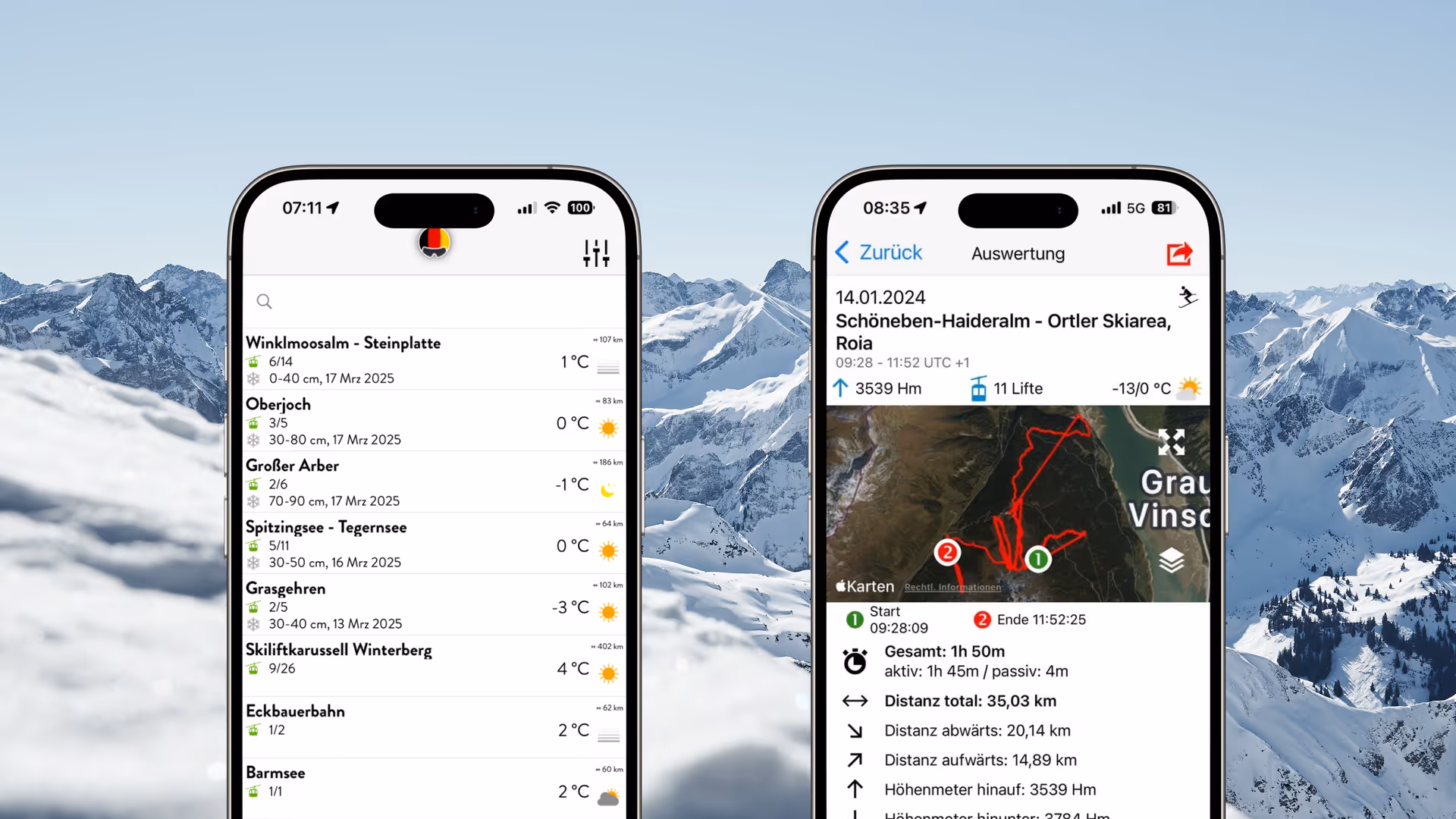 iSki App areas + evaluation