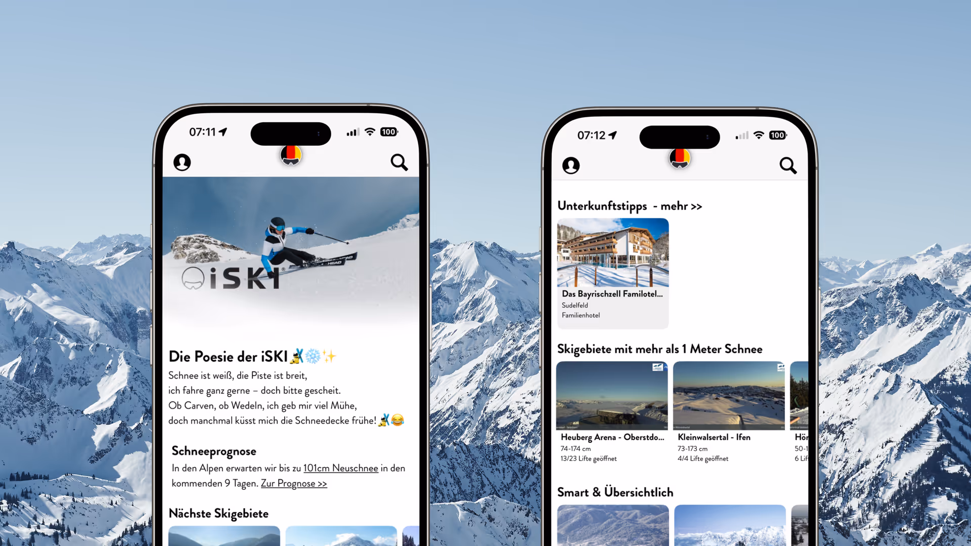 iSki App Home screen iPhone