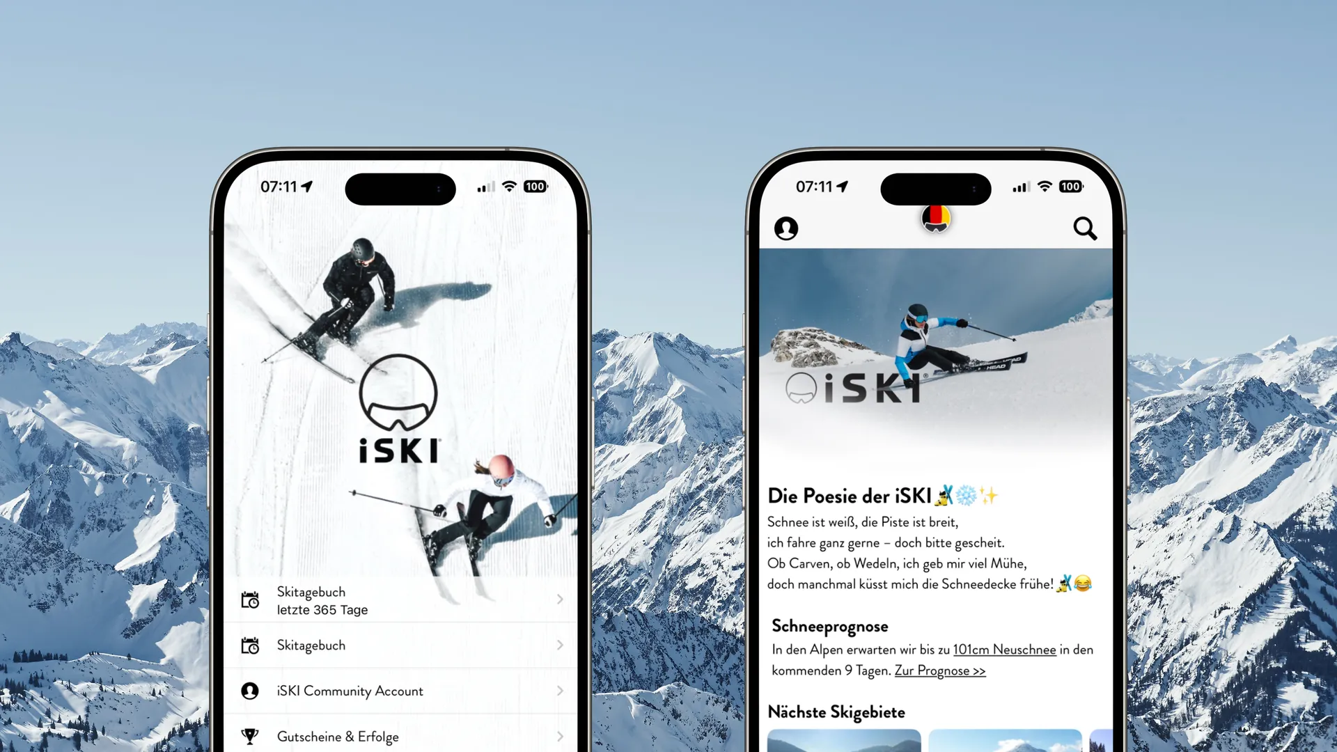 iSki App Startbildschirme iPhone 