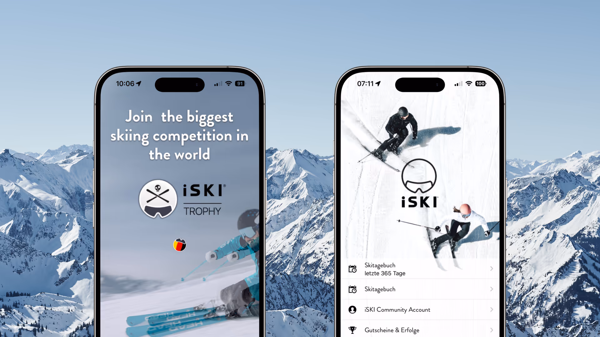 iSki App Startbildschirme iPhone 