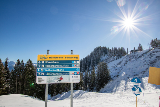 Piste guidance system ski area Hörnerbahn 