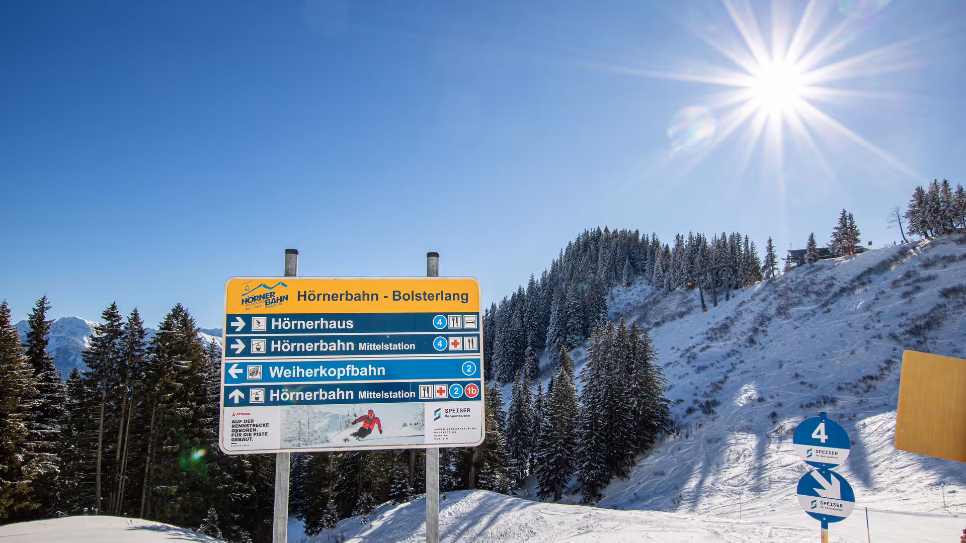 Piste guidance system ski area Hörnerbahn 