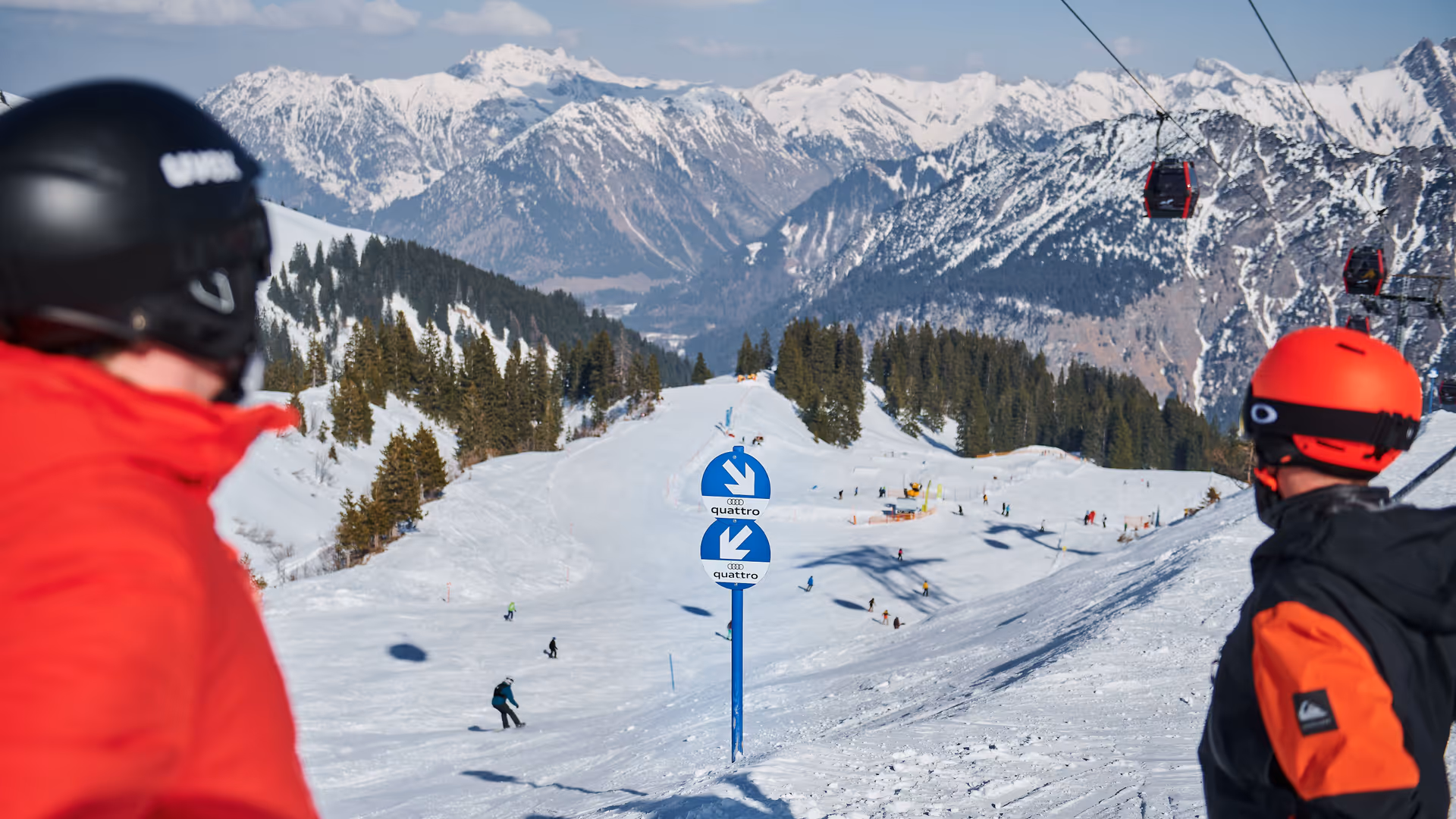 Ski slope marking blue Fellhornbahn