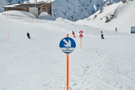 Pistenmarkierung Audi blau Nebelhornbahn 