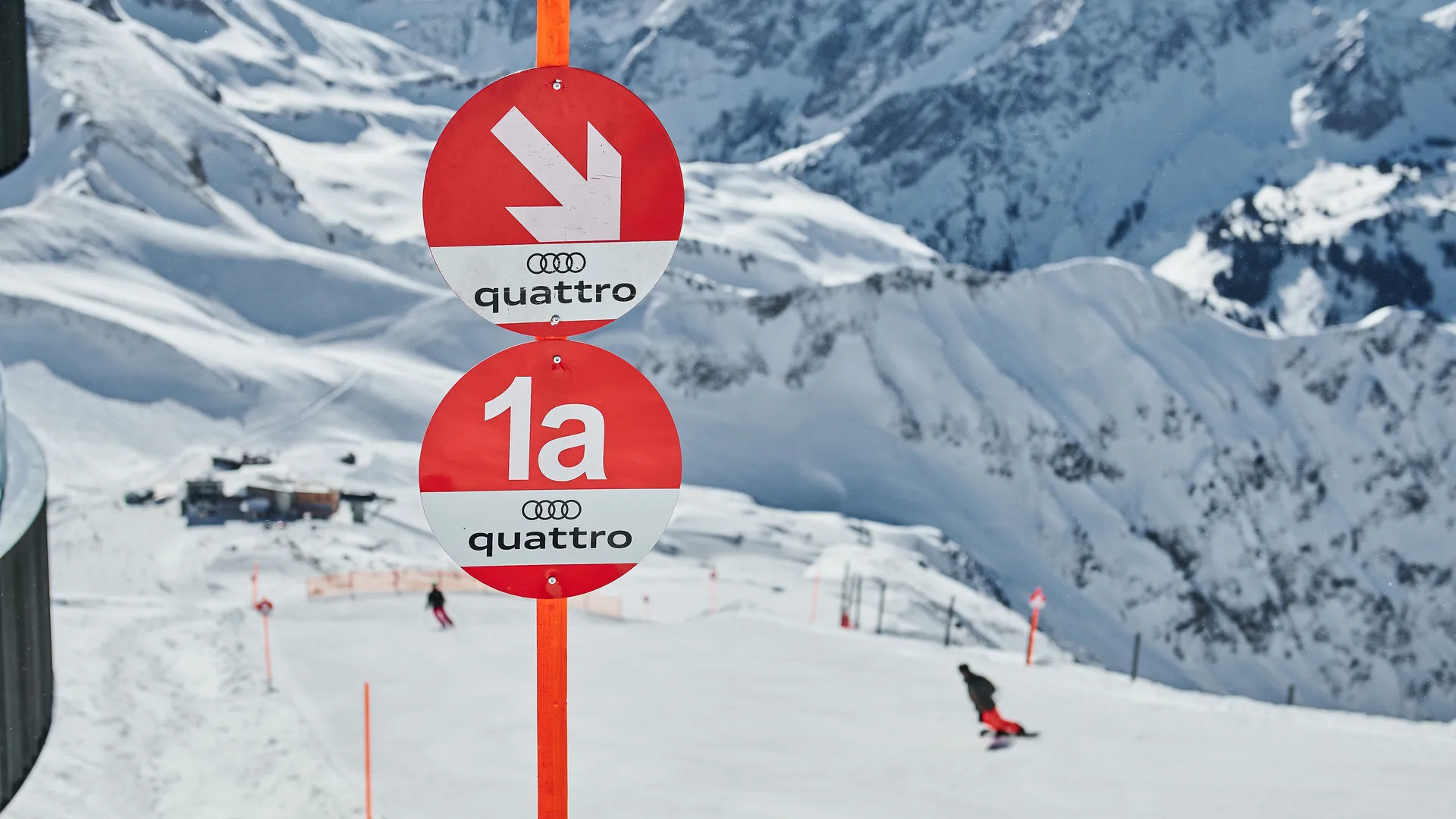Ski slope marking Audi red Nebelhornbahn