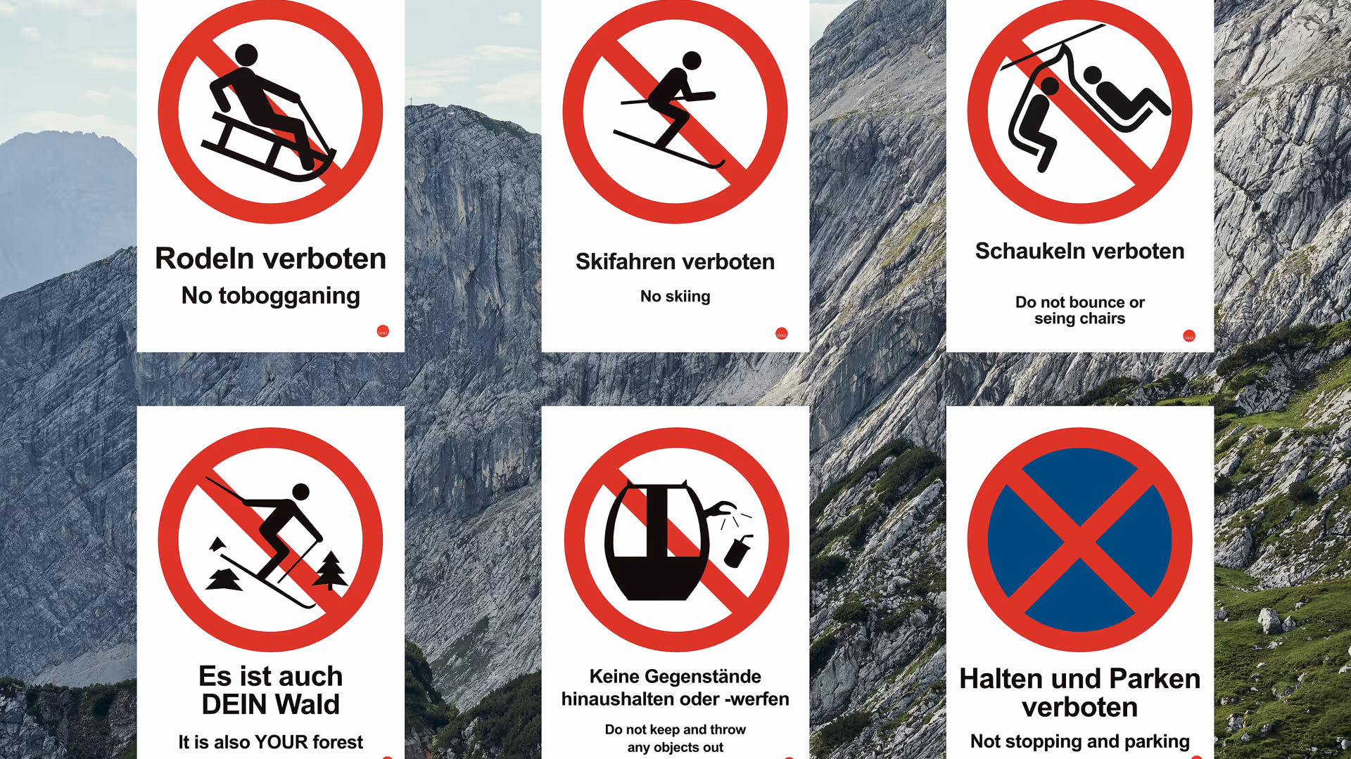 System boards white Prohibition signs