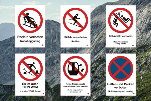 System boards white Prohibition signs