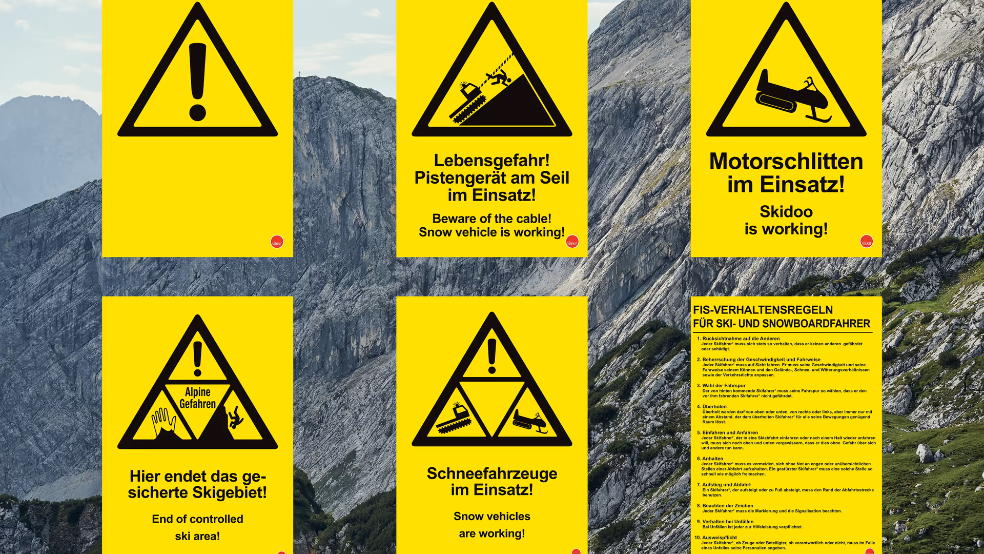 Yellow system boards Warning signs