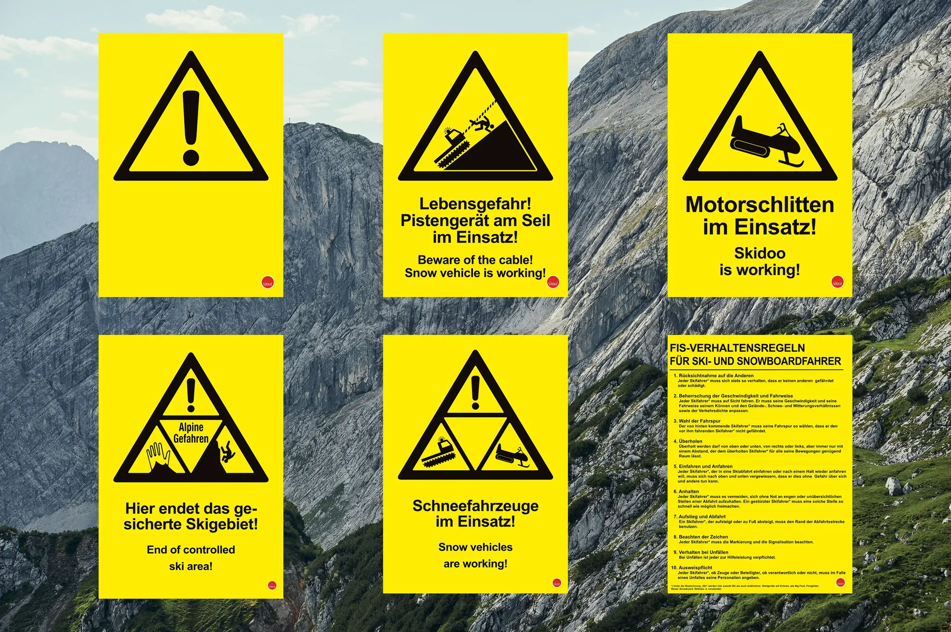 Yellow system boards Warning signs