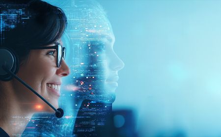 Voicebot für Bergbahnen - Frau mit Headset auf dem Kopf