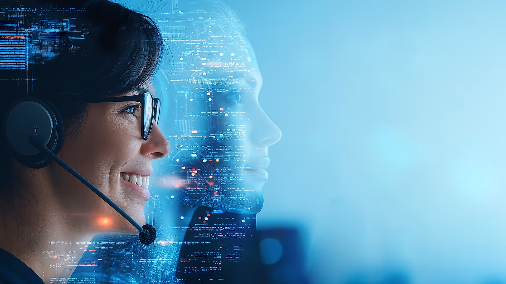 Voicebot für Bergbahnen - Frau mit Headset auf dem Kopf